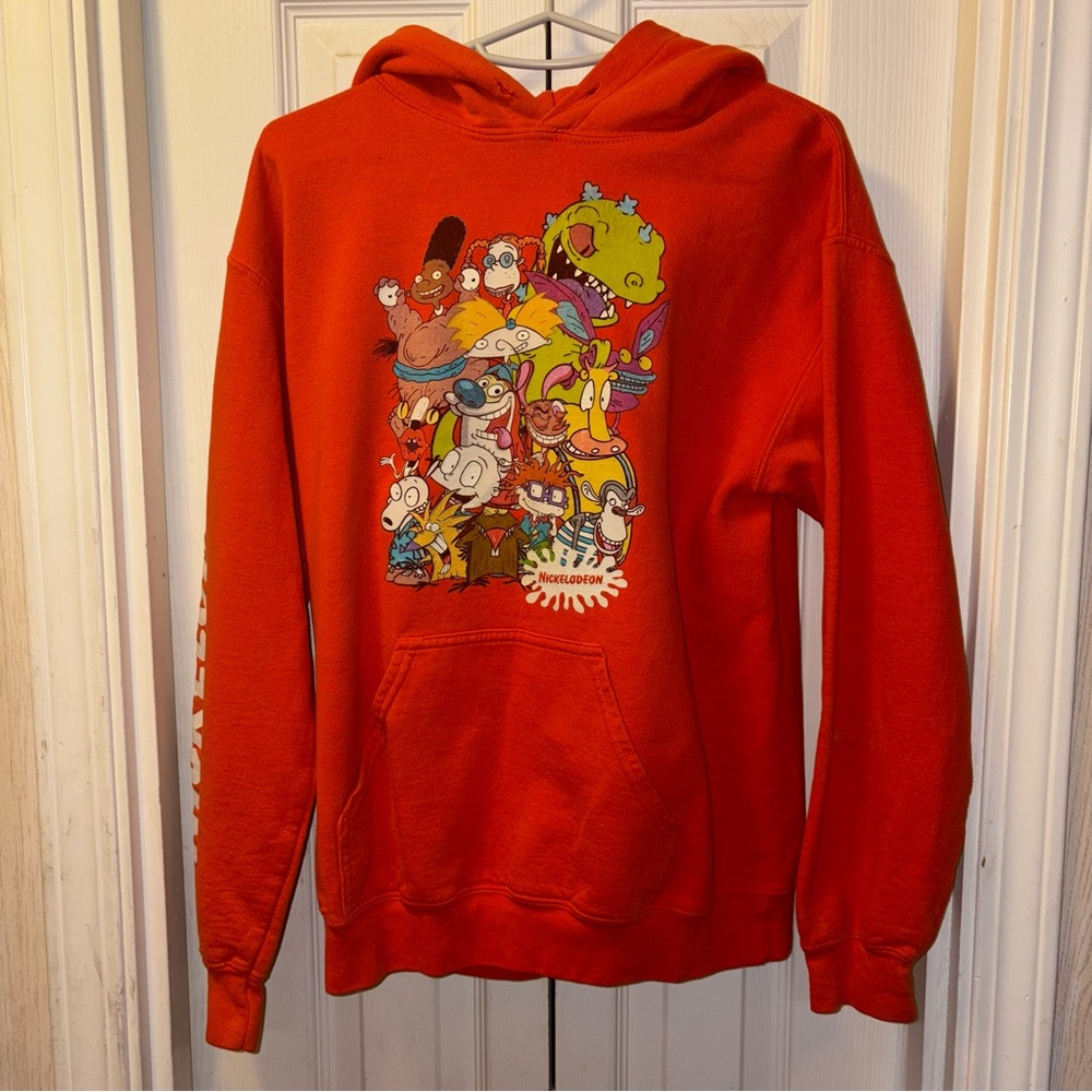 Orange Vintage Nickelodeon Hoodie Mens Size S